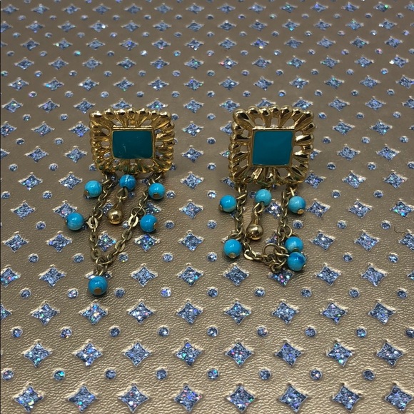 Blue and gold Clip on Earrings - Picture 2 of 12